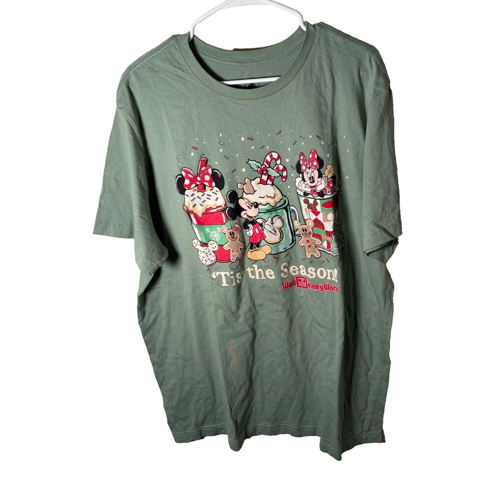 Disney Parks Christmas Hot Chocolate T-Shirt Women's XL Green Holiday